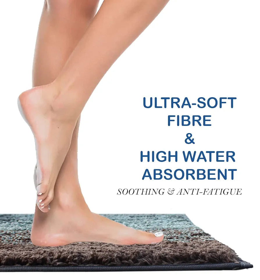 Luxe Home Bath Mat Super Soft Anti Skid Slip Water Soak Washable Oyster Door Mats for Home, Bathroom Mat, Floor Mat, Kitchen Mat for Floor  Burnt Green, Pack of 2